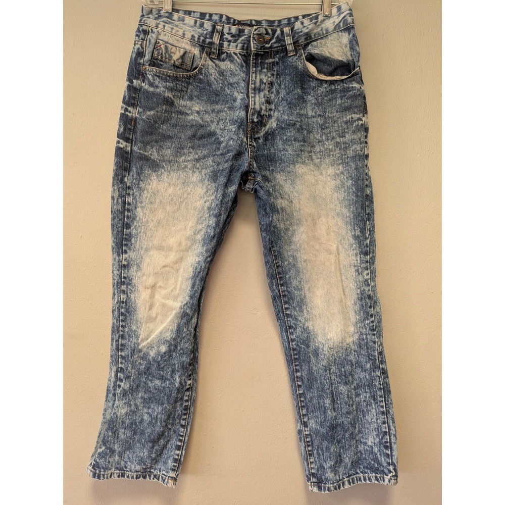 Southpole Mens Jeans 34x30 Acid Wash Baggy Straight Y2K Hip Hop Skater Denim